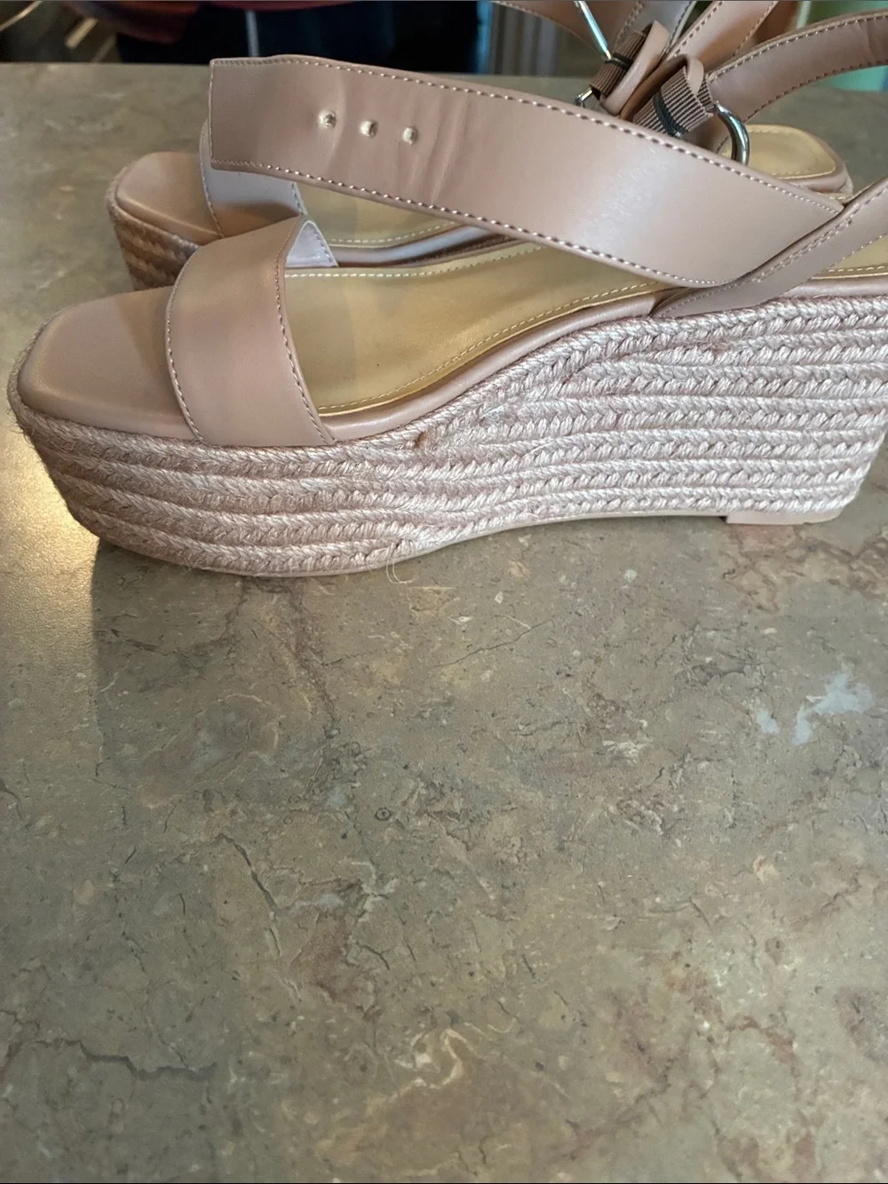 Nine West Nude/Tan Espadrille Platform Sandals